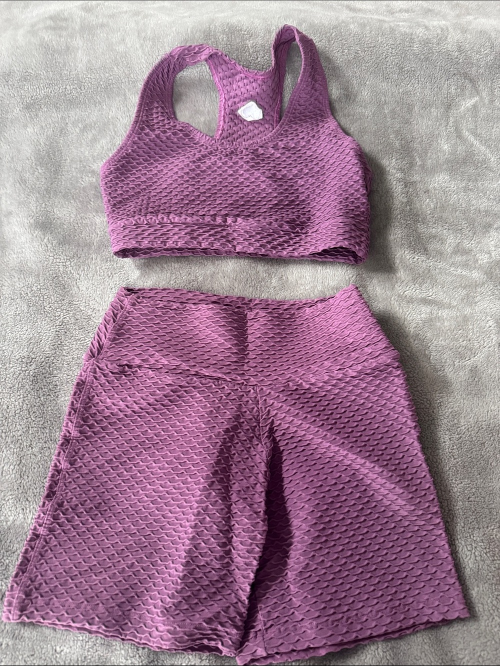 Booty By Brabants Croco Sports Bra & High-Waist Shorts Set - Purple